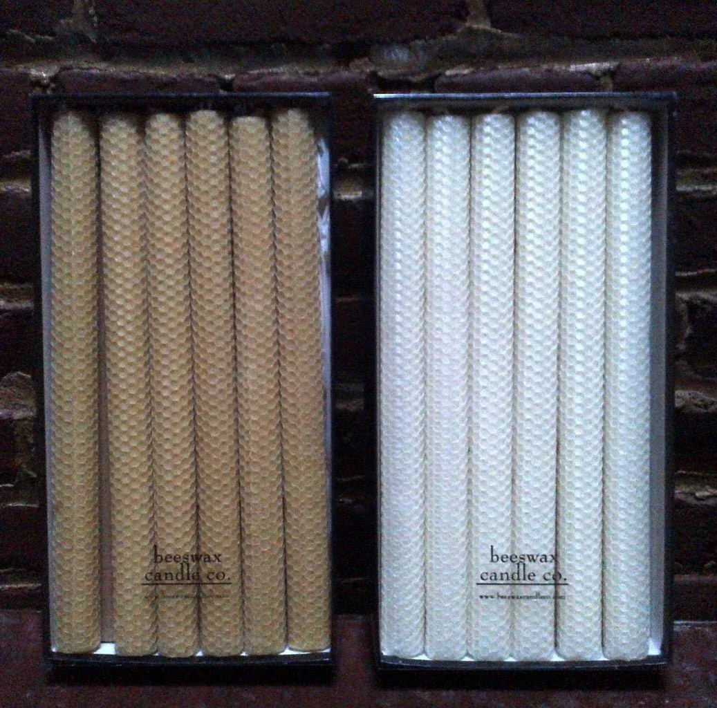 12" Hand-rolled pure beeswax tapers Box of Six Pair