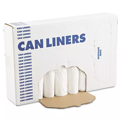 16 Gallon Can Liners, 24" x 32", .4 Mil, Low-Density, Extra Heavy Duty, White, (500/Case) | Boardwalk