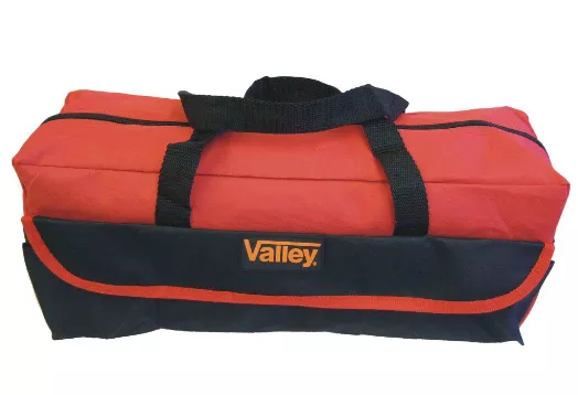 2 POCKET 16″ NYLON TOOL BAG, RED/BLACK