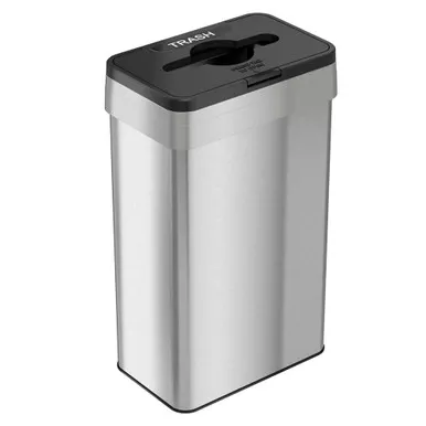 21 Gal Rectangular Trash Bin, Flip Open Trash Lid, Stainless Steel