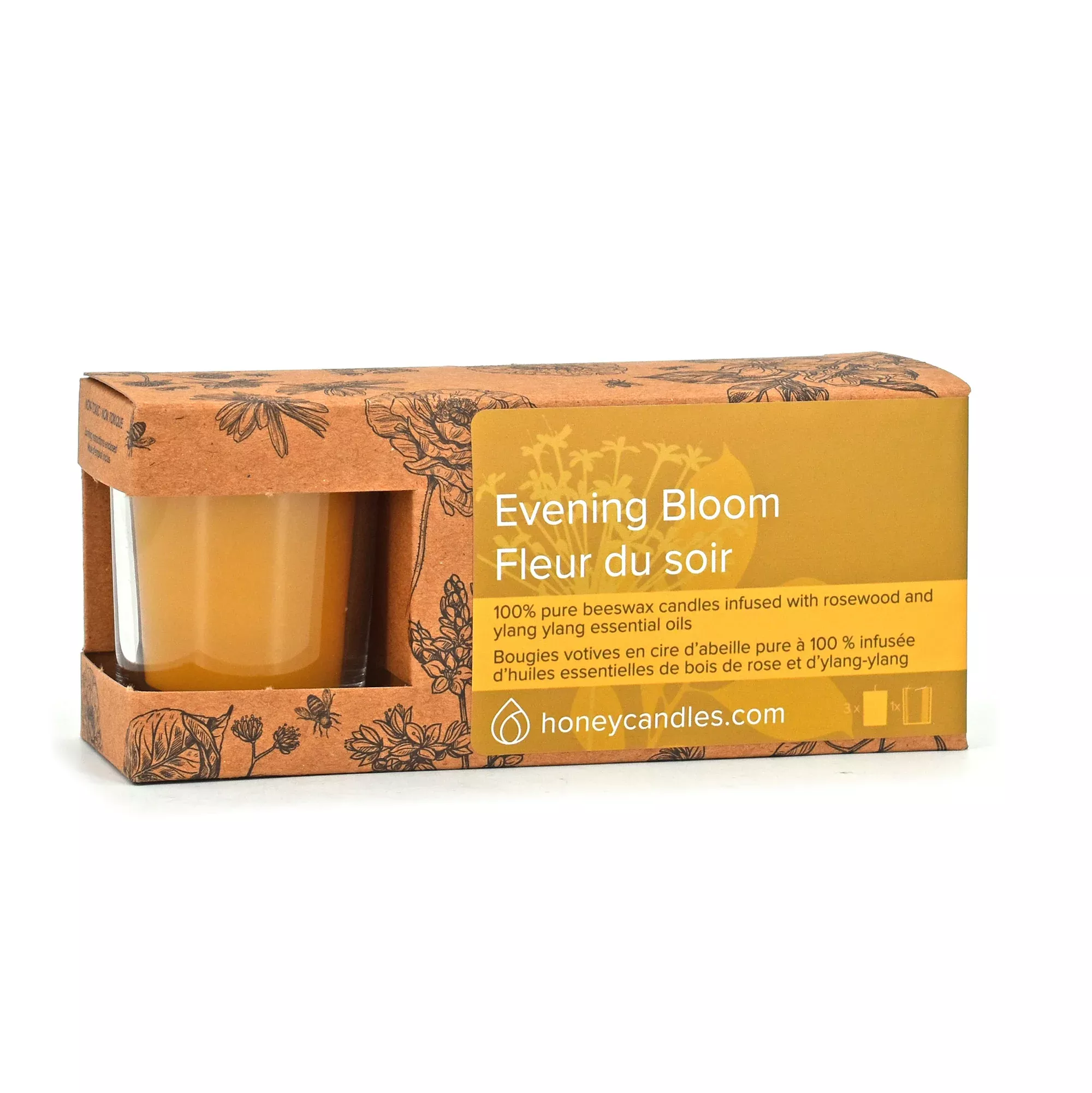 3 Pack of Evening Bloom Beeswax Votive Candles