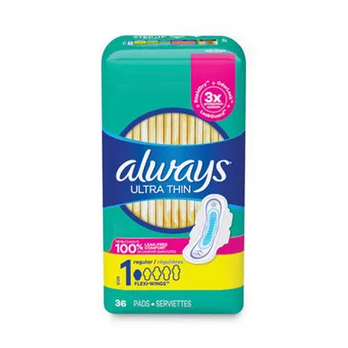 Always Ultra Thin Pads, Regular, 36/Pack