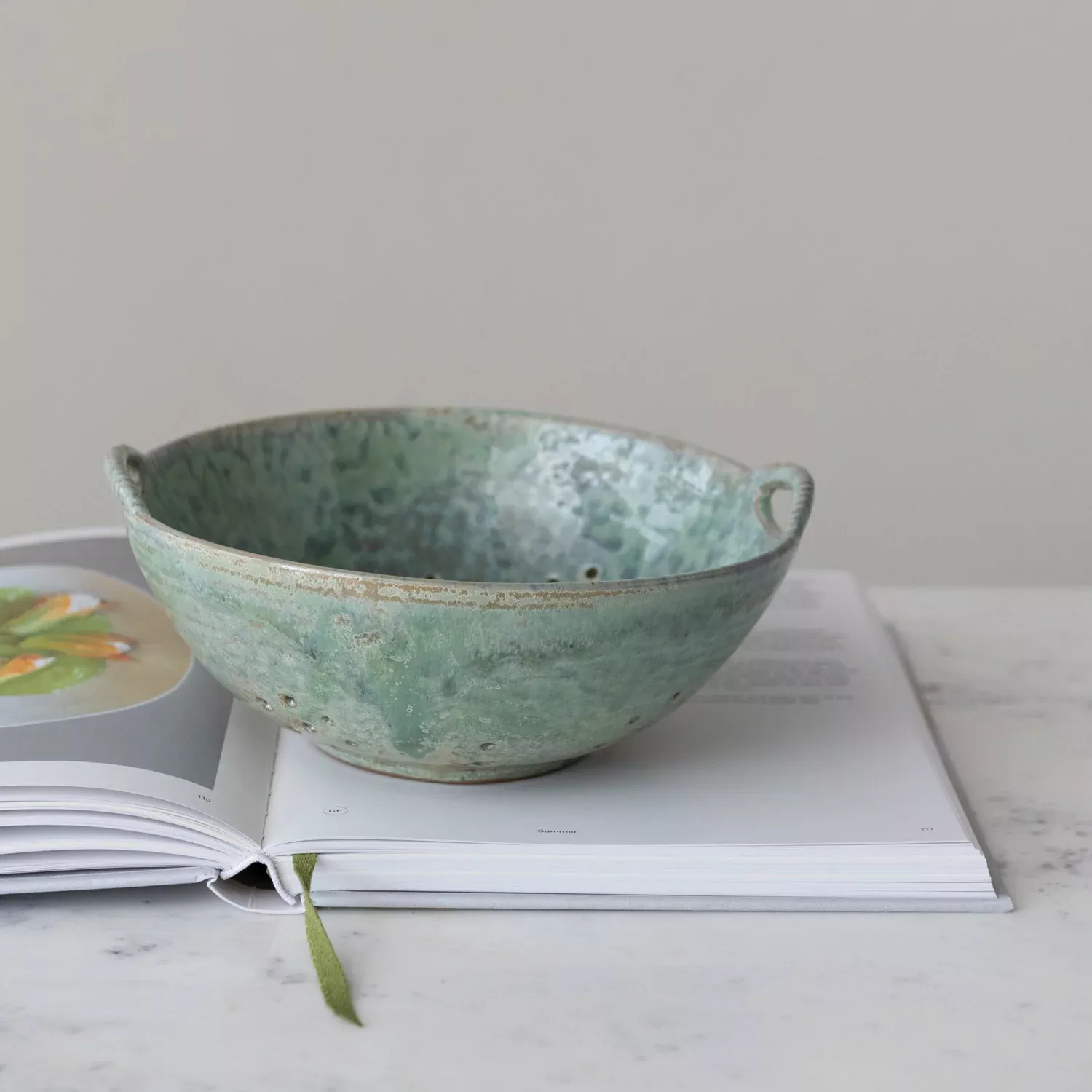 Aqua Glazed Colander