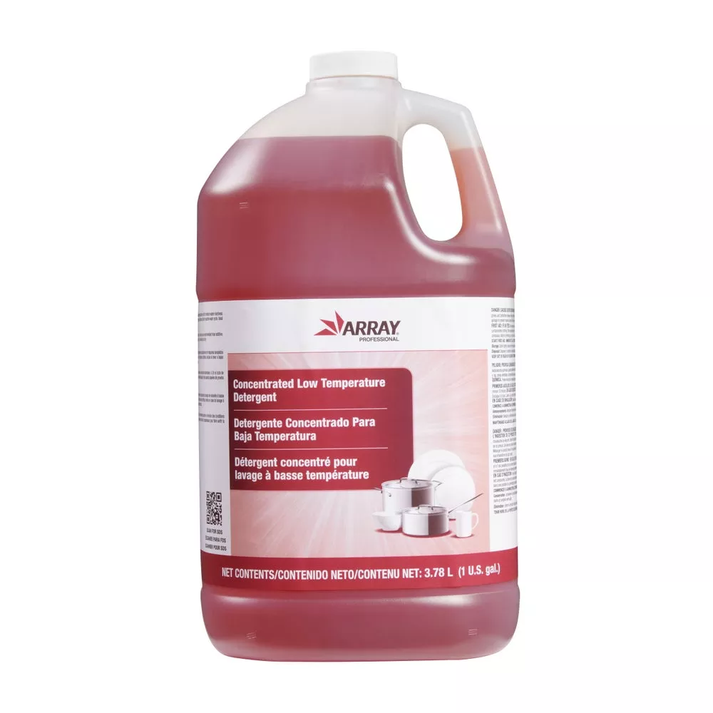 Array Professional Concentrated Liquid Dishmachine Detergent, Low Temperature, 1 Gal, 4/Case