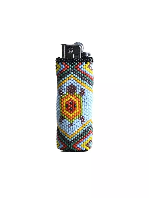 Beaded Lighter Case: Ninja (Light Blue & Orange Shell)