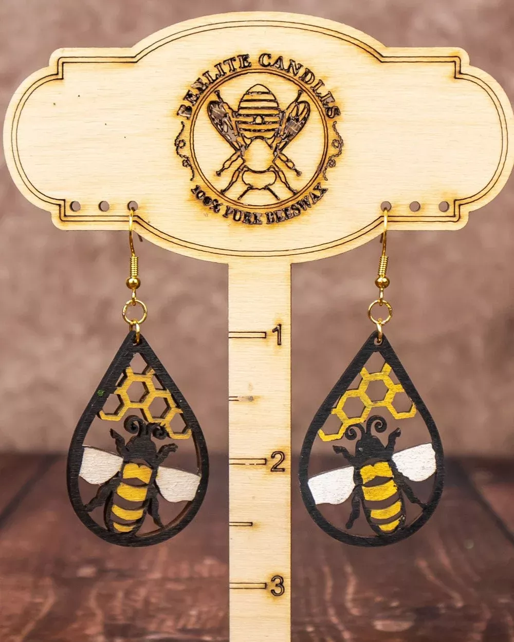 Bee Wooden Earrings