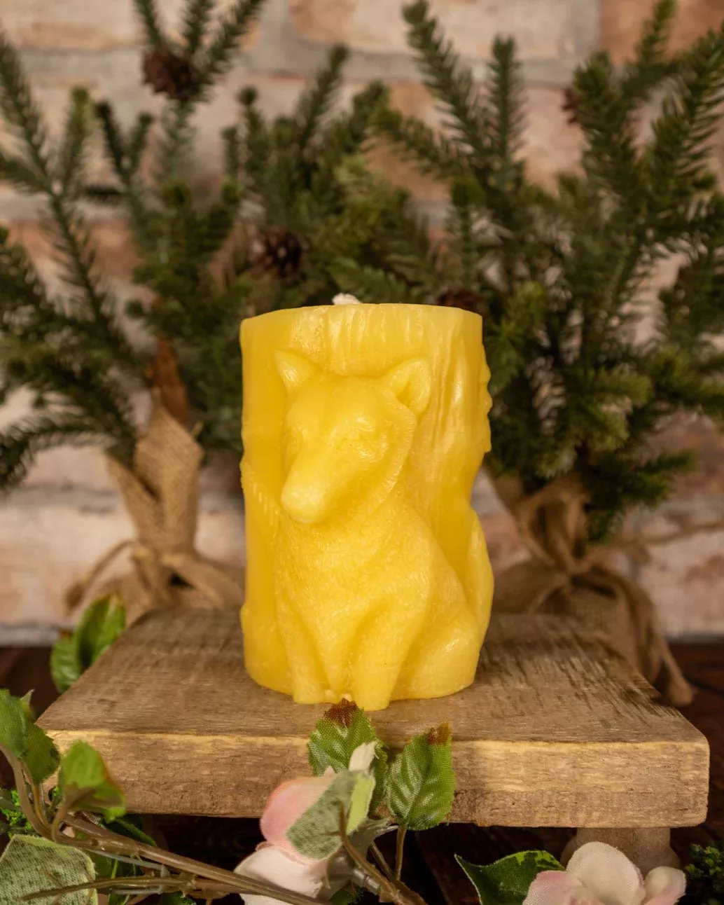 Beeswax Fox Pillar Candle