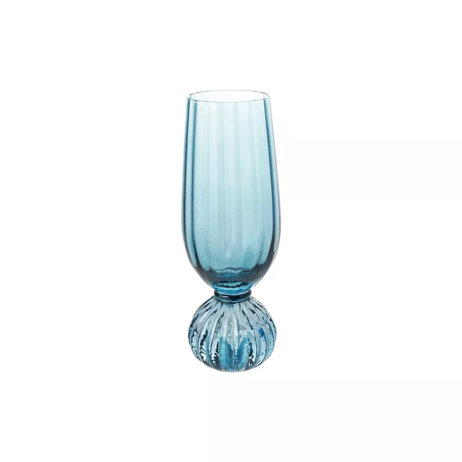 Blue Pleated Champagne Flute