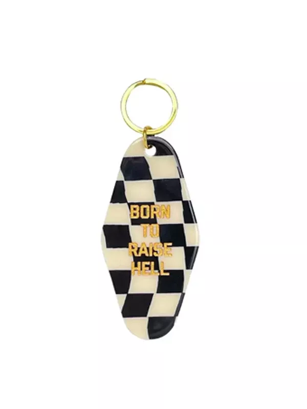 Born To Raise Hell Checkered Keychain