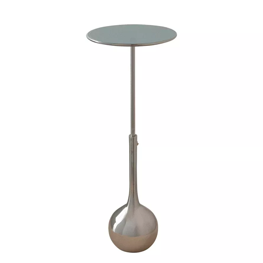 Chrome + Blue Pedestal Table