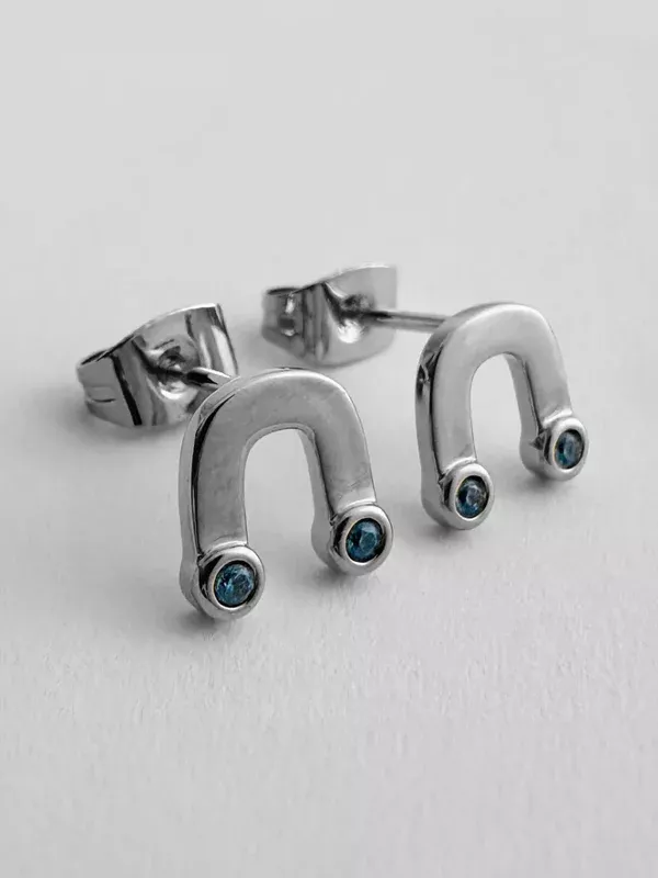 Crystal Cloud Arc Studs: Silver
