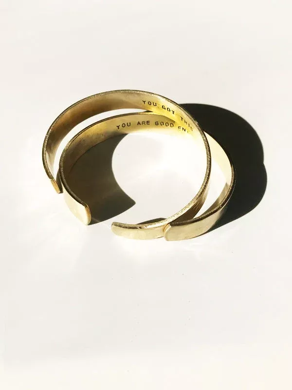 CUSTOM Note To Self Wide Brass Cuff