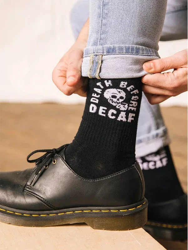Death Before Decaf Crew Socks