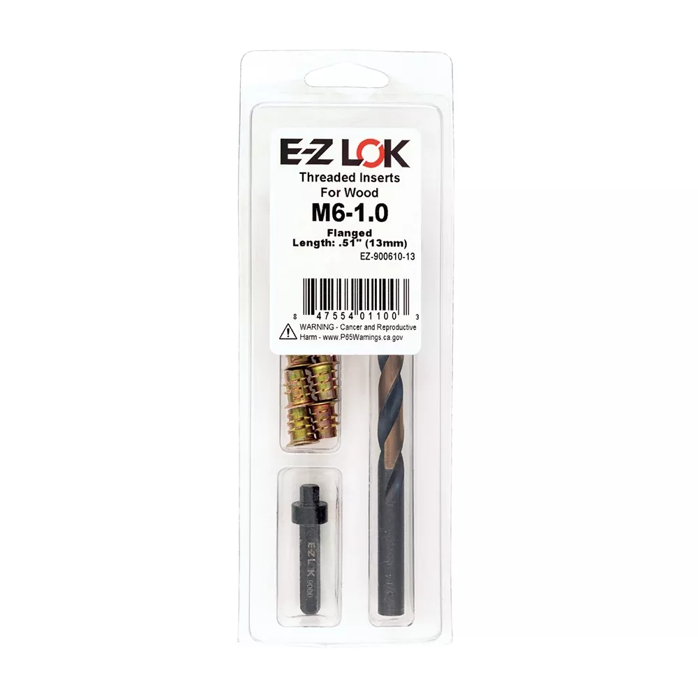 E-Z Hex Threaded Insert Kit for Soft Wood, Flange Top