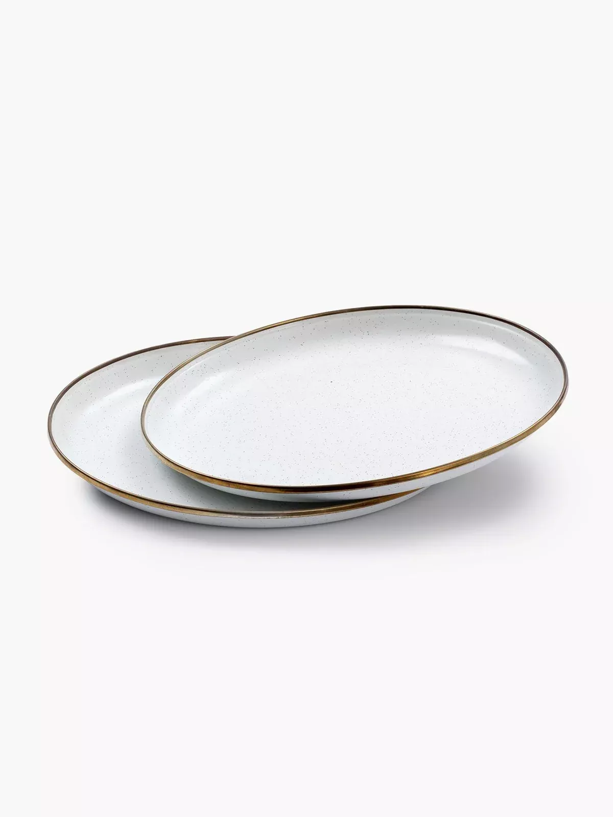 Enamel Deep Plate Set of 2: Eggshell