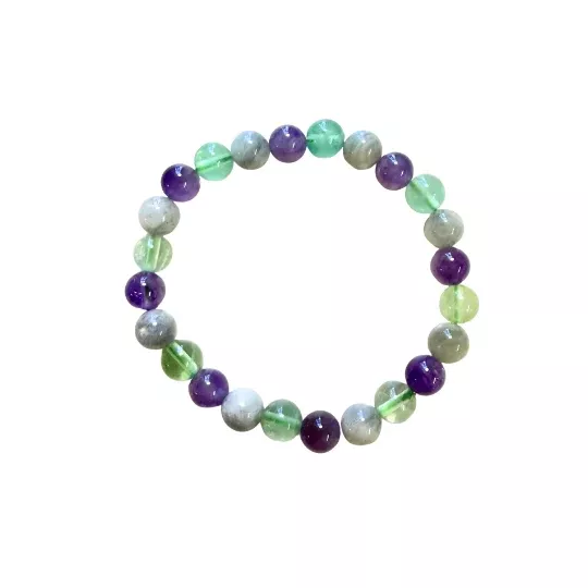 Fluorite, Amethyst, and Labradorite Bracelet