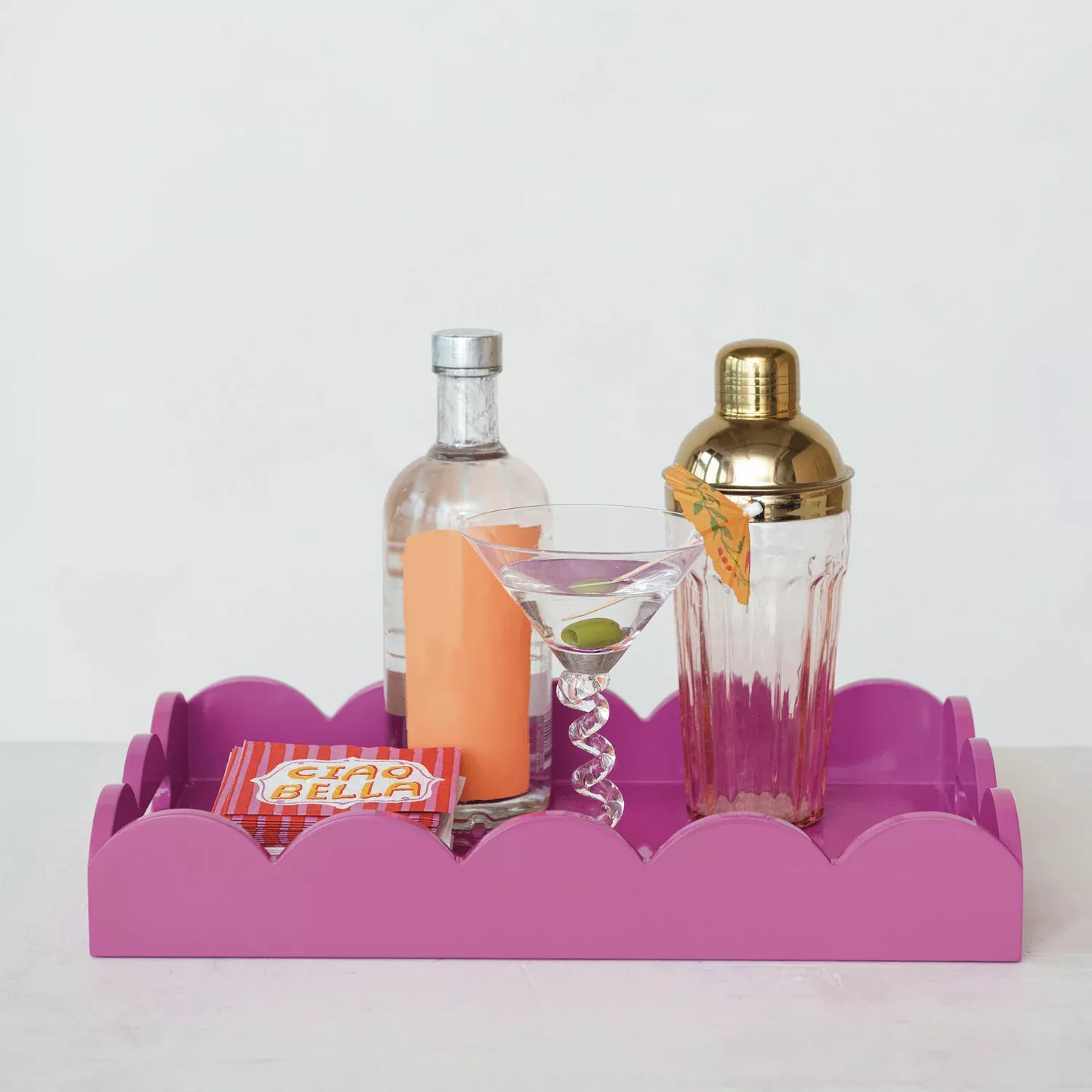Fuchsia Scalloped Tray