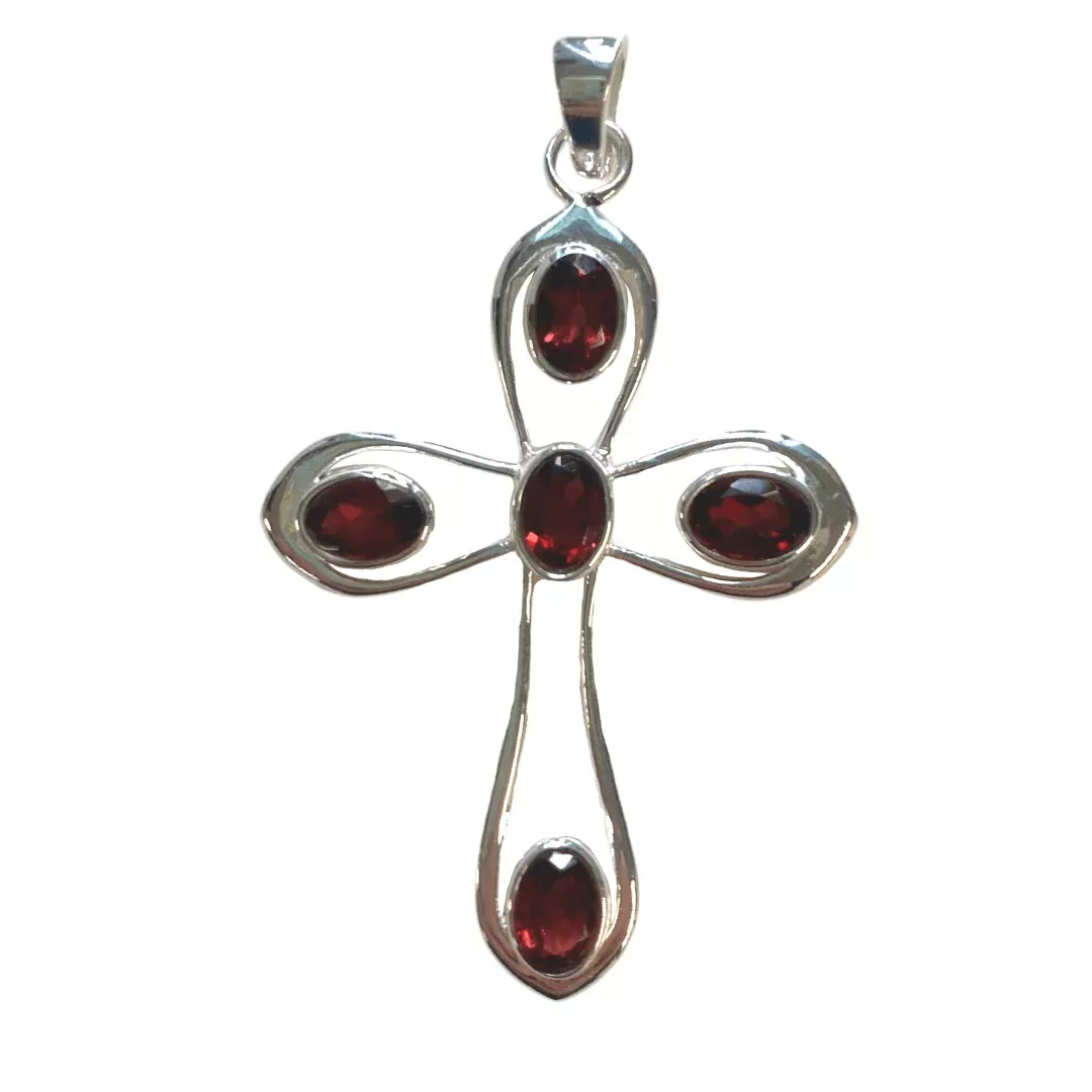 Garnet Cross Pendant