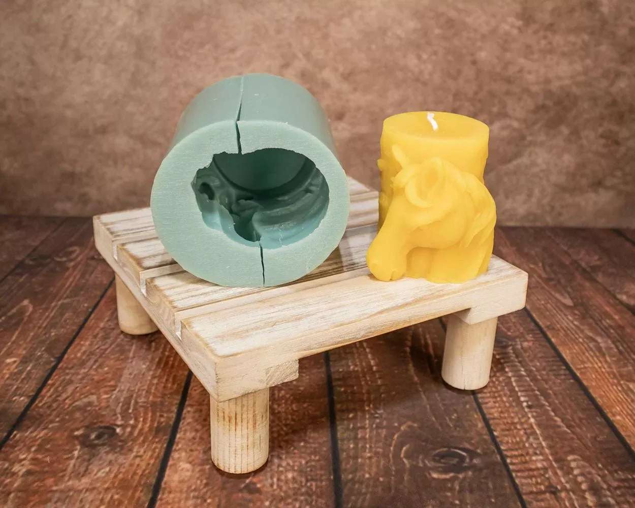 Horse Pillar Candle Mold for Beeswax and Casting