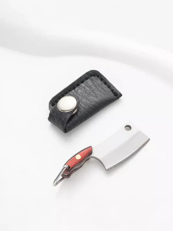 Mini Cleaver Knife Keychain: Silver