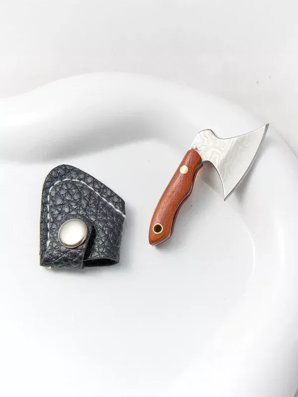 Mini Hatchet Knife Keychain: Silver