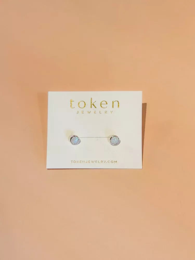 Opal Studs: Sterling Silver