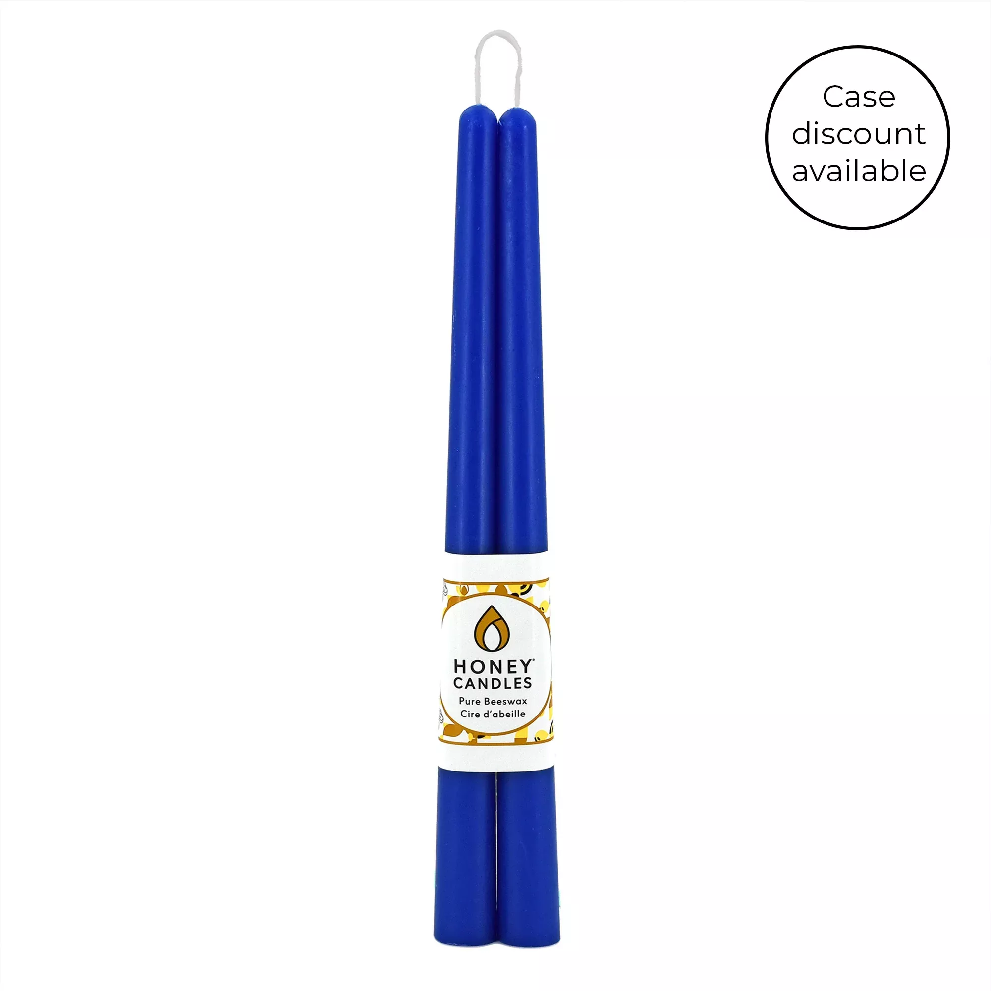 Pair of 12 Inch Blue Beeswax Taper Candles
