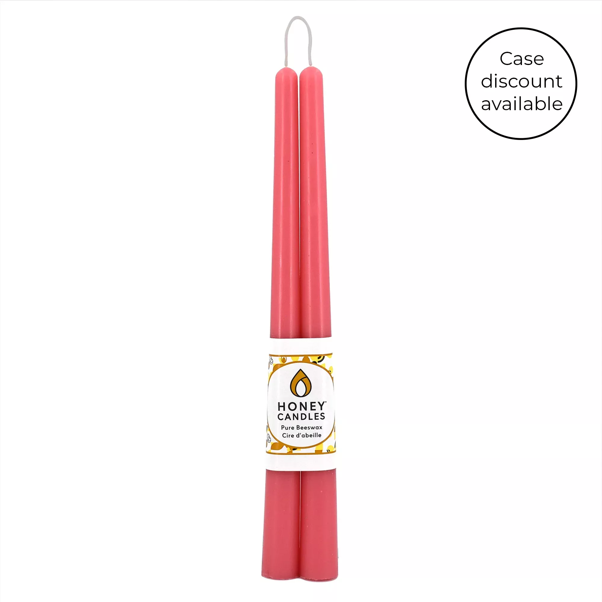 Pair of 12 Inch Paris Pink Beeswax Taper Candles