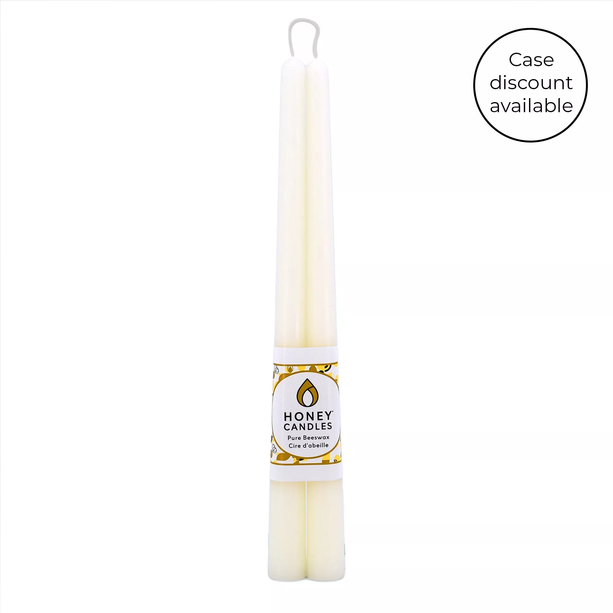 Pair of 12 Inch Pearl Beeswax Taper Candles