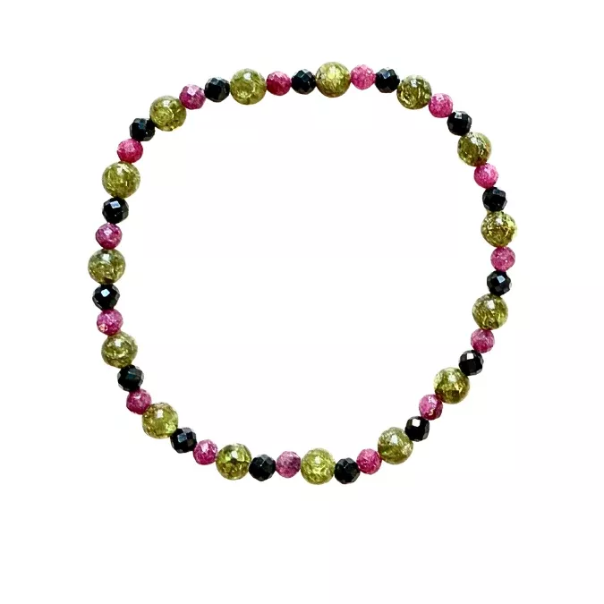 Peridot, Ruby, and Black Spinel Bracelet