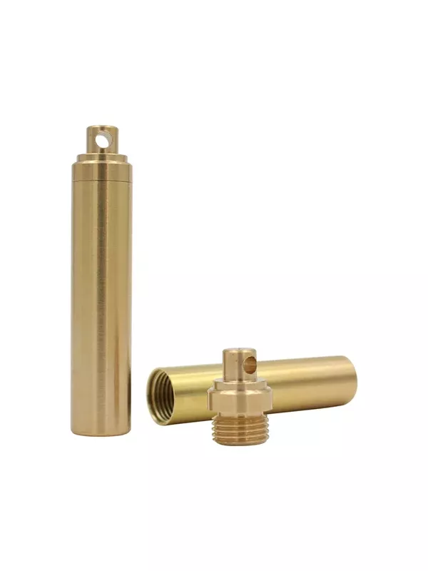 Pill Bottle Portable Keyring: Brass