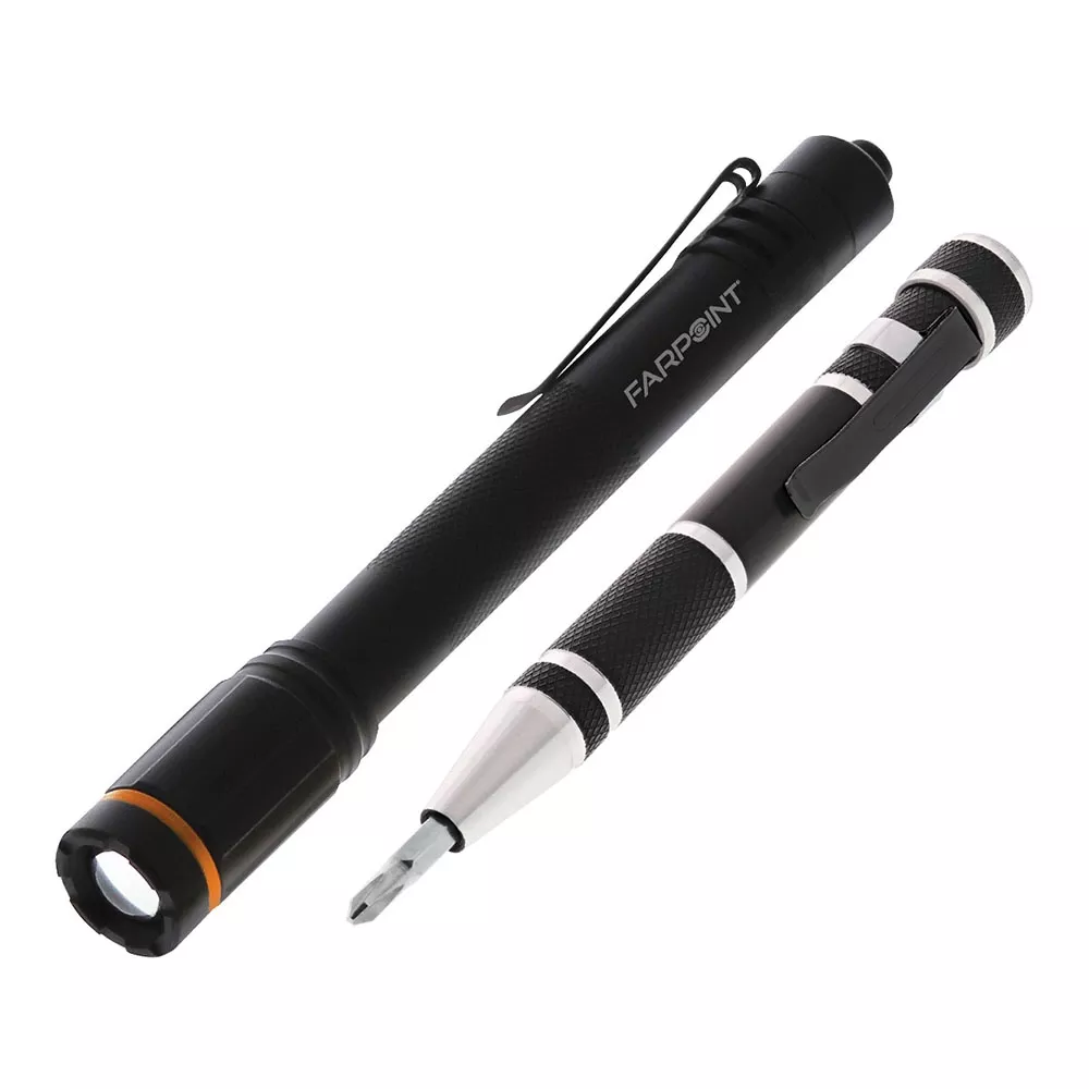 Pocket Screwdriver Set with 200-Lumen Pen Light