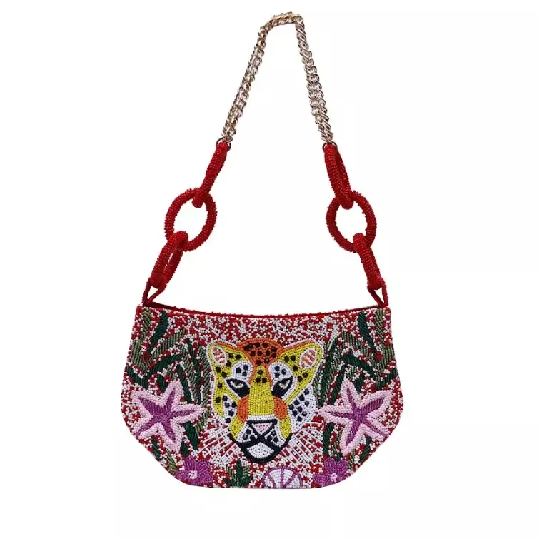 Red Beaded Tiger Bag