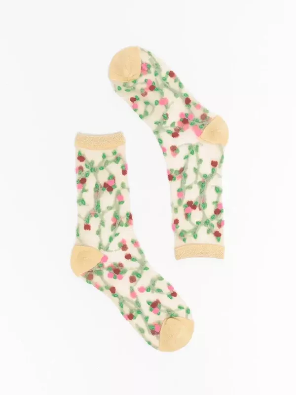 Sheer Rosettes Crew Sock