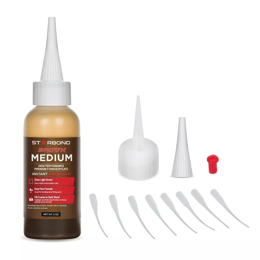 Starbond Brown Colored CA Glue, Medium Viscosity, 2 oz.