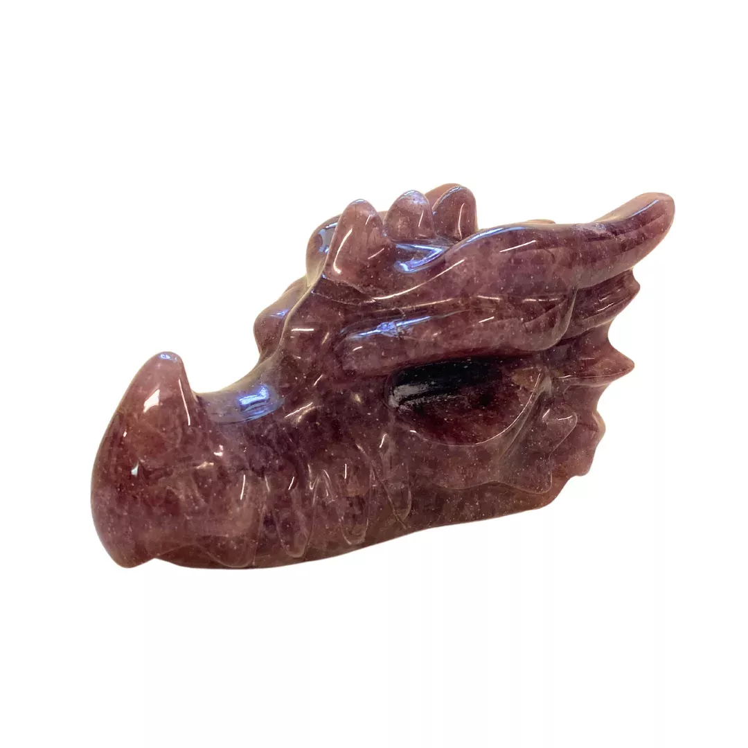 Strawberry Quartz Dragon Skull