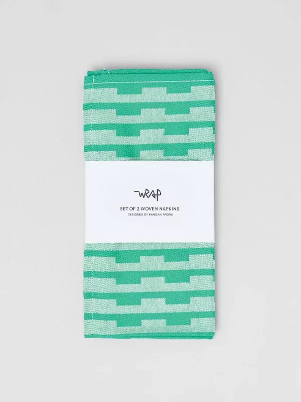 Stripes Napkin Set: Turquoise/Natural
