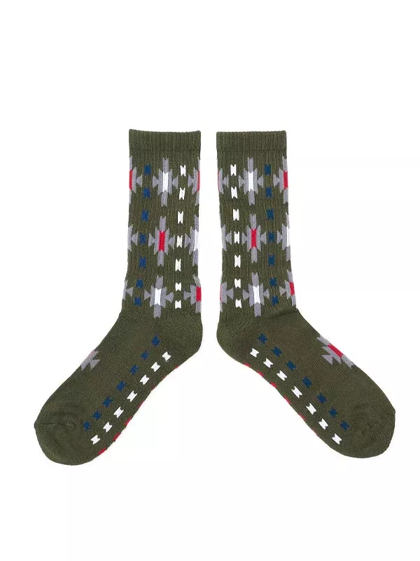 Sun Burst Socks: Olive