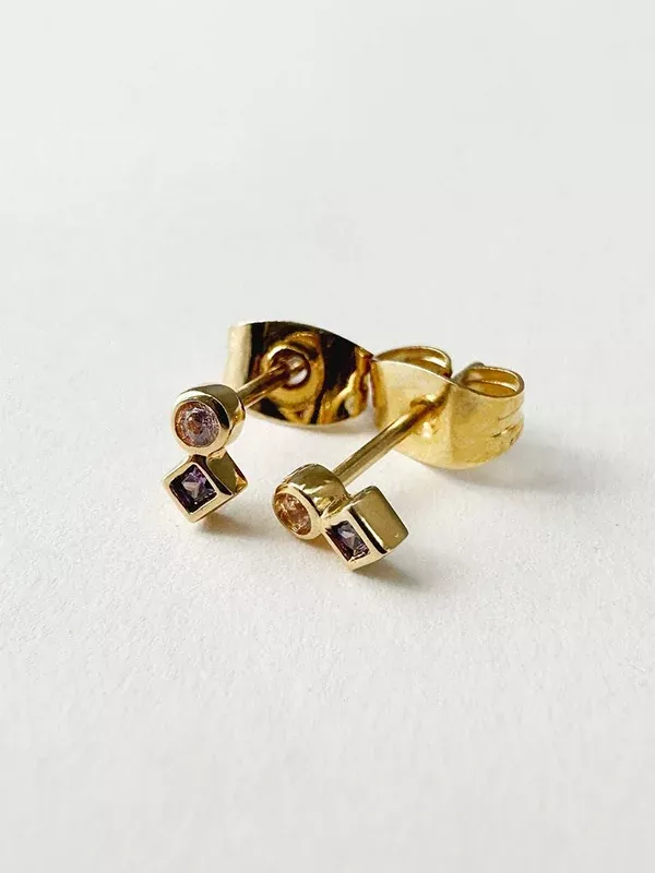 Sunset Crystal Studs: Gold