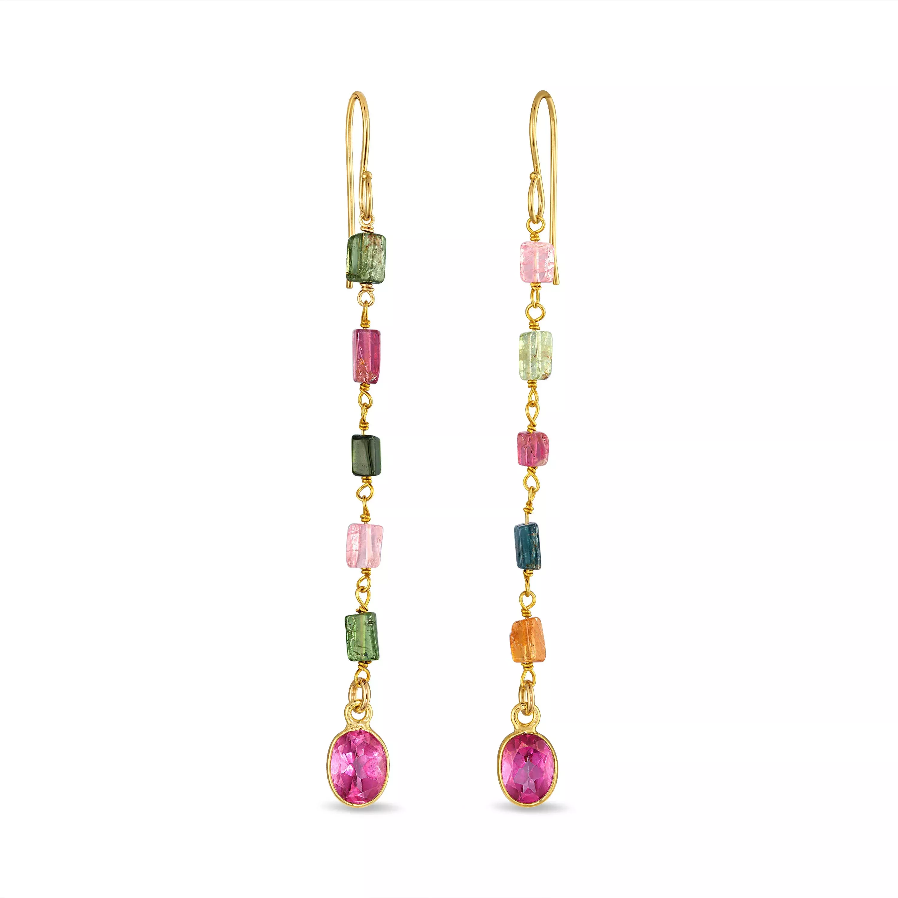 Tourmaline & Pink Topaz Dangles