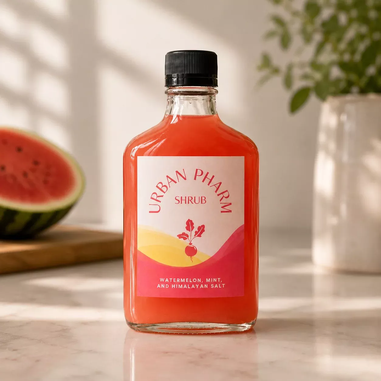Watermelon, Mint, and Himalayan Salt Shrub