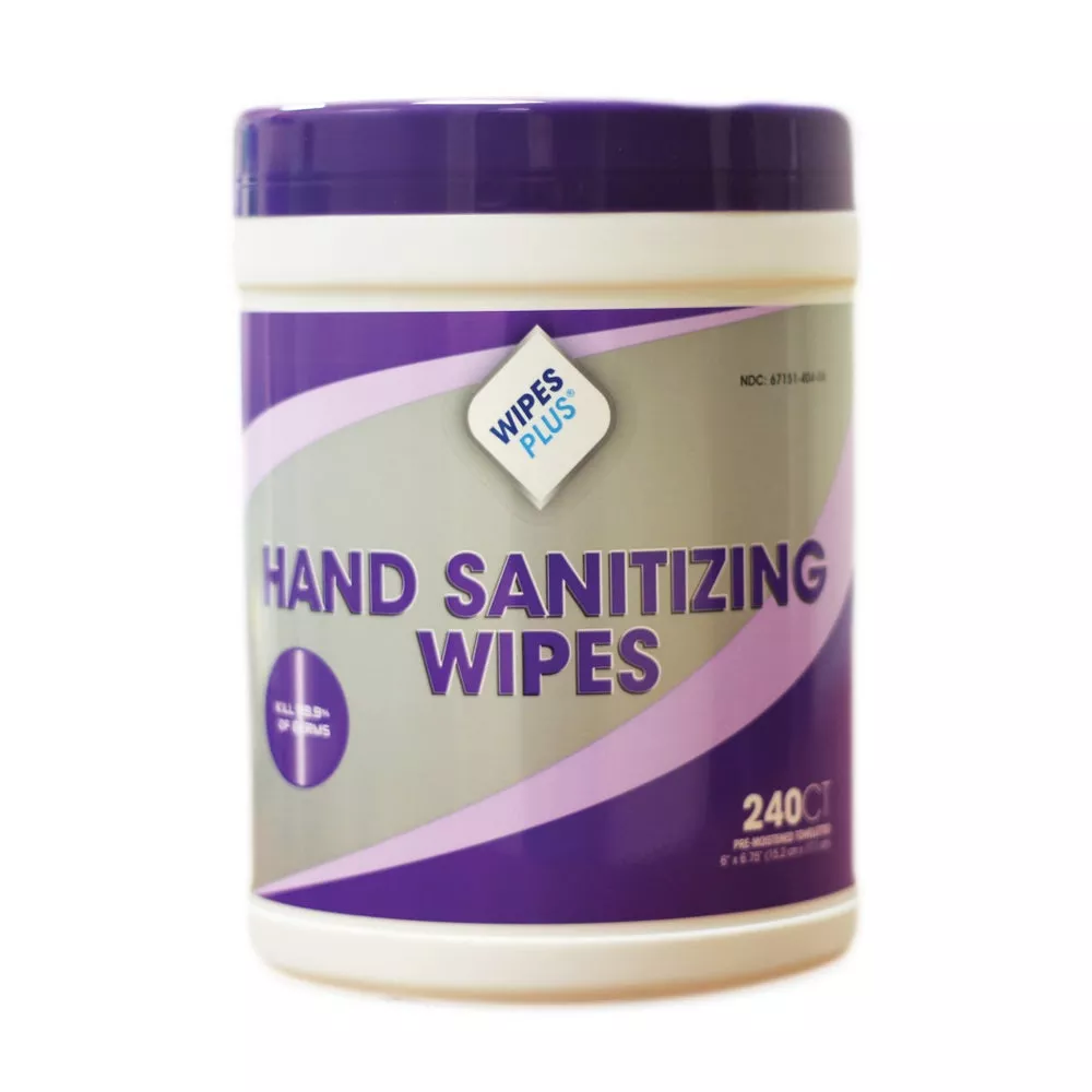 Wipes Plus Hand Sanitizing Wipes, 240 Ct Can, 6/Case
