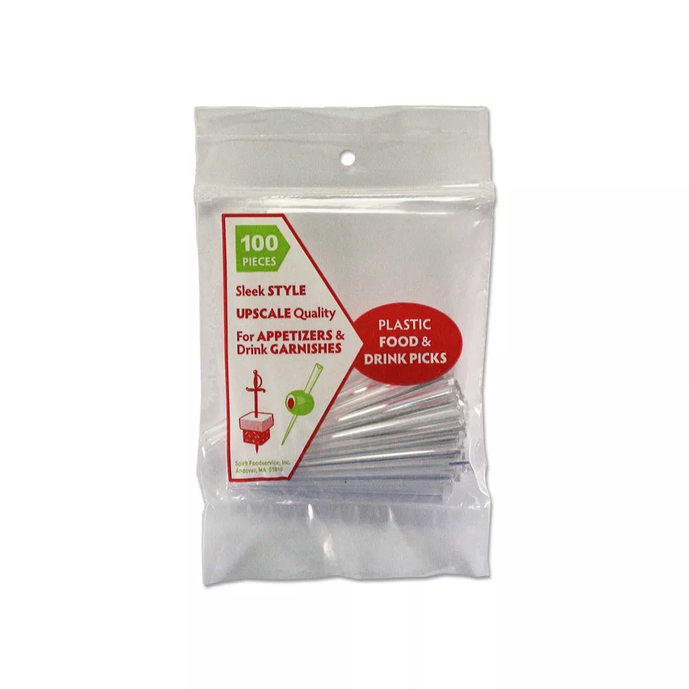 WNA 3.5 Inch Plastic Prism Picks, Clear, 100 Ct Package, 10/Case