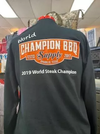 "World" Champion BBQ Supply 2019 World Steak Champion Long Sleeve T-Shirt Size 2XL