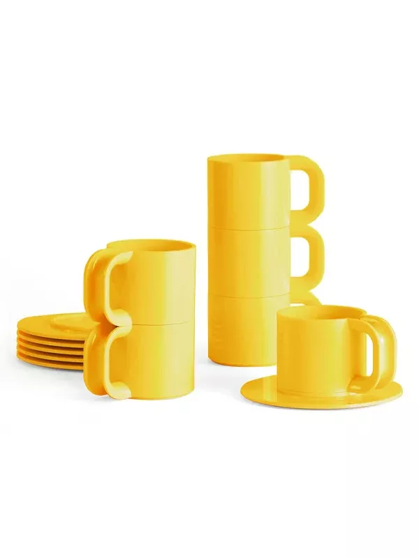 Yellow Hellerware Max 2 Cups & Saucers