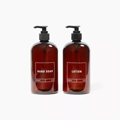 Zogics Lotion and Hand Soap Dispenser Bundle 16 oz Each Refillable Bottle