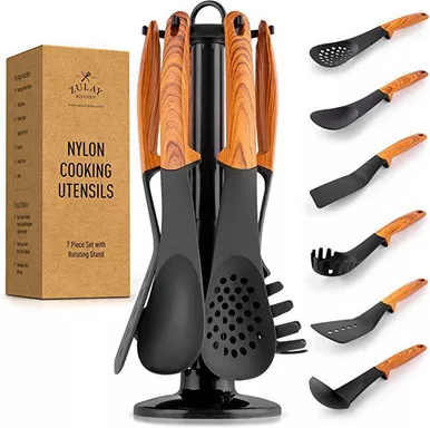 Zulay Kitchen - Utensil Set With Rotating Stand (7-PIECE)